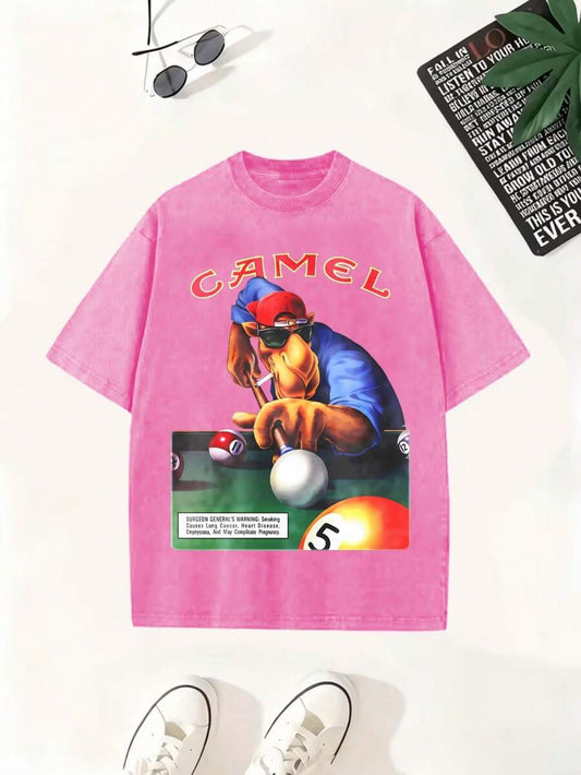 Vintage Desert Camel Graphic T-Shirt | Soft 100% Cotton Breathable Loose Relaxed Fit Men's Daily Wear Vacation Top S-XXXL