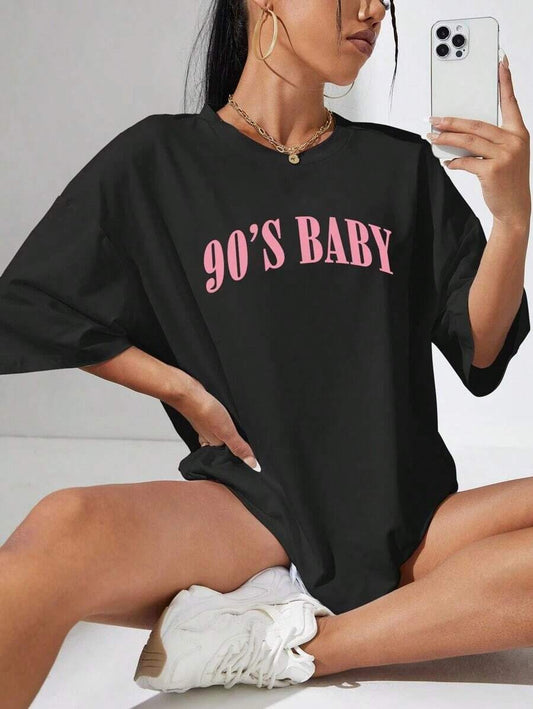 Casual Letter Print Loose T-Shirt | Women's Short Sleeve Round Neck Comfortable Summer Daily Fashion Top