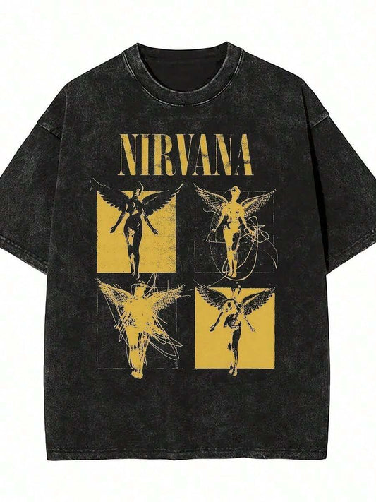 Rock Band Vintage Distressed Washed T-Shirt | Y2K Oversized Retro Cotton Unisex Loose Casual Streetwear Summer Tee