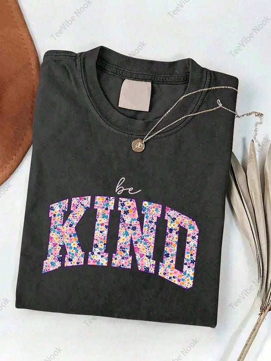 Choose Kindness Batik Cotton Washed T-Shirt | High-Quality Vintage Fashion Women's Summer Tee | Perfect Halloween Christmas Holiday Gift