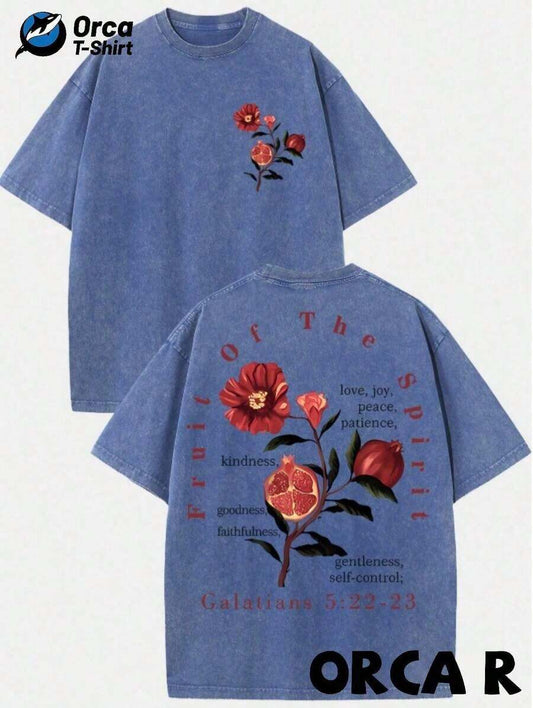 Fruit Of The Spirit Galatians Y2K Graphic Crop Top | Pure Cotton Women's Loose Casual Street Style Fun Pattern Faith Summer Party Holiday Tee