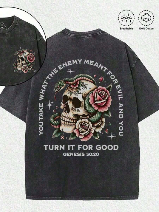 Vintage Washed Black Oversized Graphic Men's T-Shirt | Aesthetic Streetwear Unisex Loose Casual Summer Tee