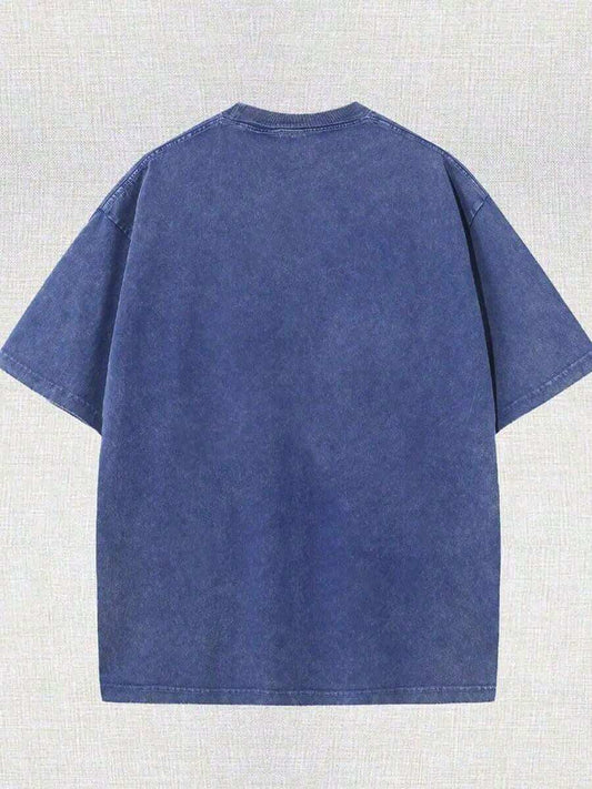 Instantly Not Vintage Washed Heavyweight Men's T-Shirt | 2K Streetwear Graphic Loose Fit Short Sleeve Machine Washable All-Season Beach Holiday Gift Casual Tee