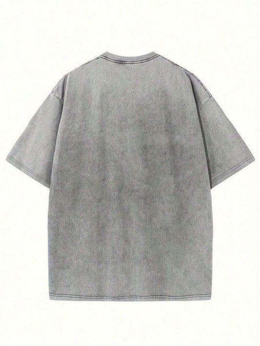 Premium Graphic Printed Washed T-Shirt | Unisex Vintage Street Style Round Neck Short Sleeve Machine Washable Spring Summer Casual Top