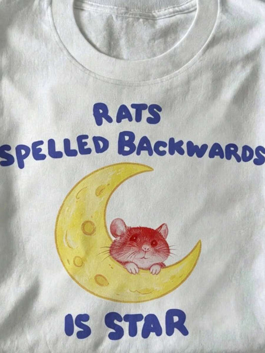 Rats Spelled Backwards Is Star Unisex T-Shirt | Funny Quirky Animal Rat Themed Alternative Relatable Loose Casual 2026 Spring Summer New Arrival Tee