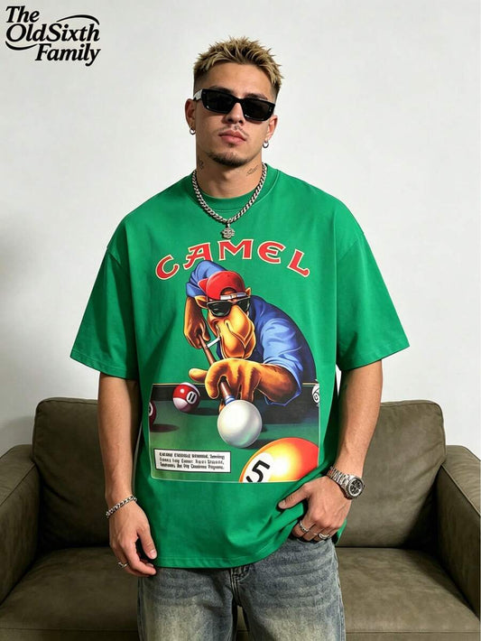 Vintage Desert Camel Graphic T-Shirt | Soft Cotton Breathable Loose Relaxed Fit Men's Daily Wear Vacation Top
