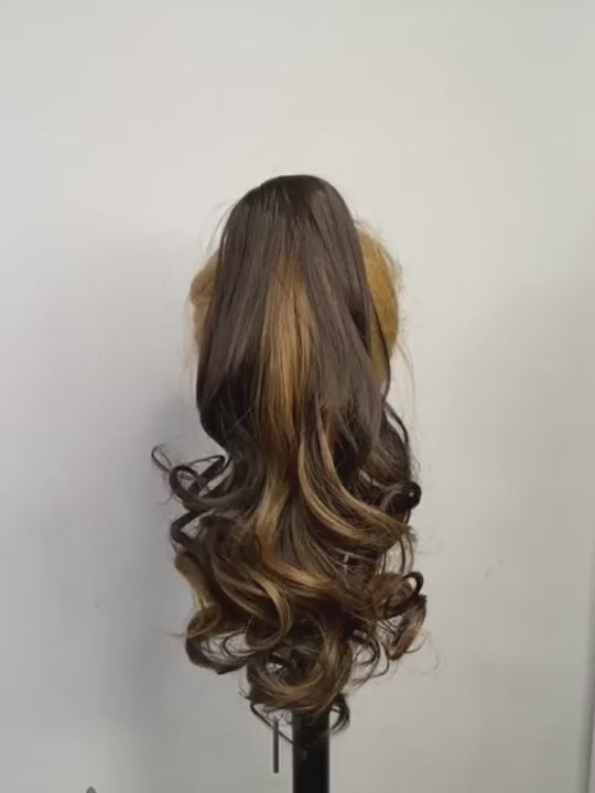 ✨ 16" Claw Clip Ponytail Extension – Body Wave Synthetic Hairpiece