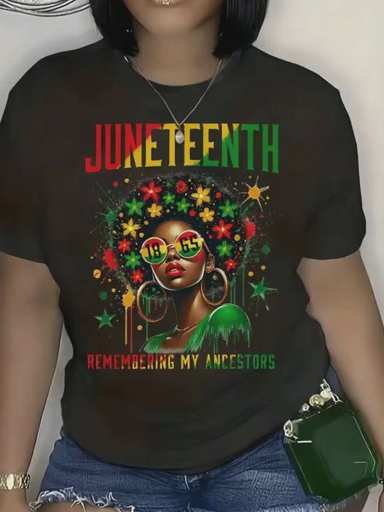 Juneteenth 1865 Graphic T-Shirt | Women's 100% Cotton Round Neck Short Sleeve All-Season Casual Celebration Top